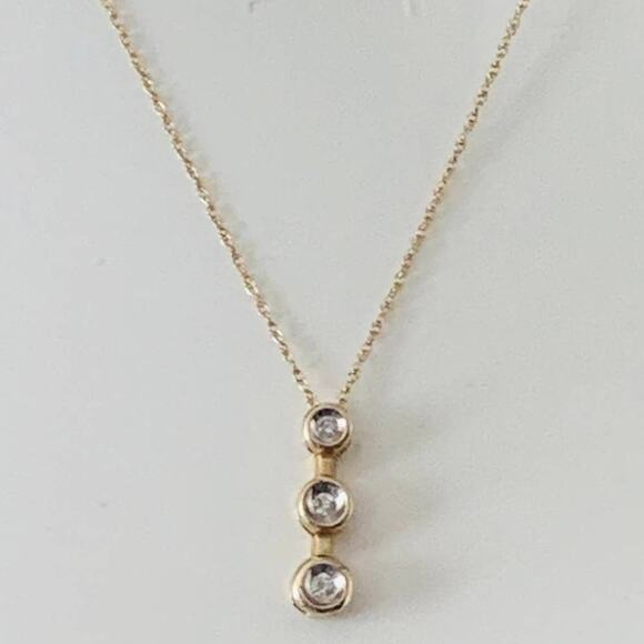 14k Necklace with a 10k Yellow Gold Diamond Pendant - Picture 7 of 11